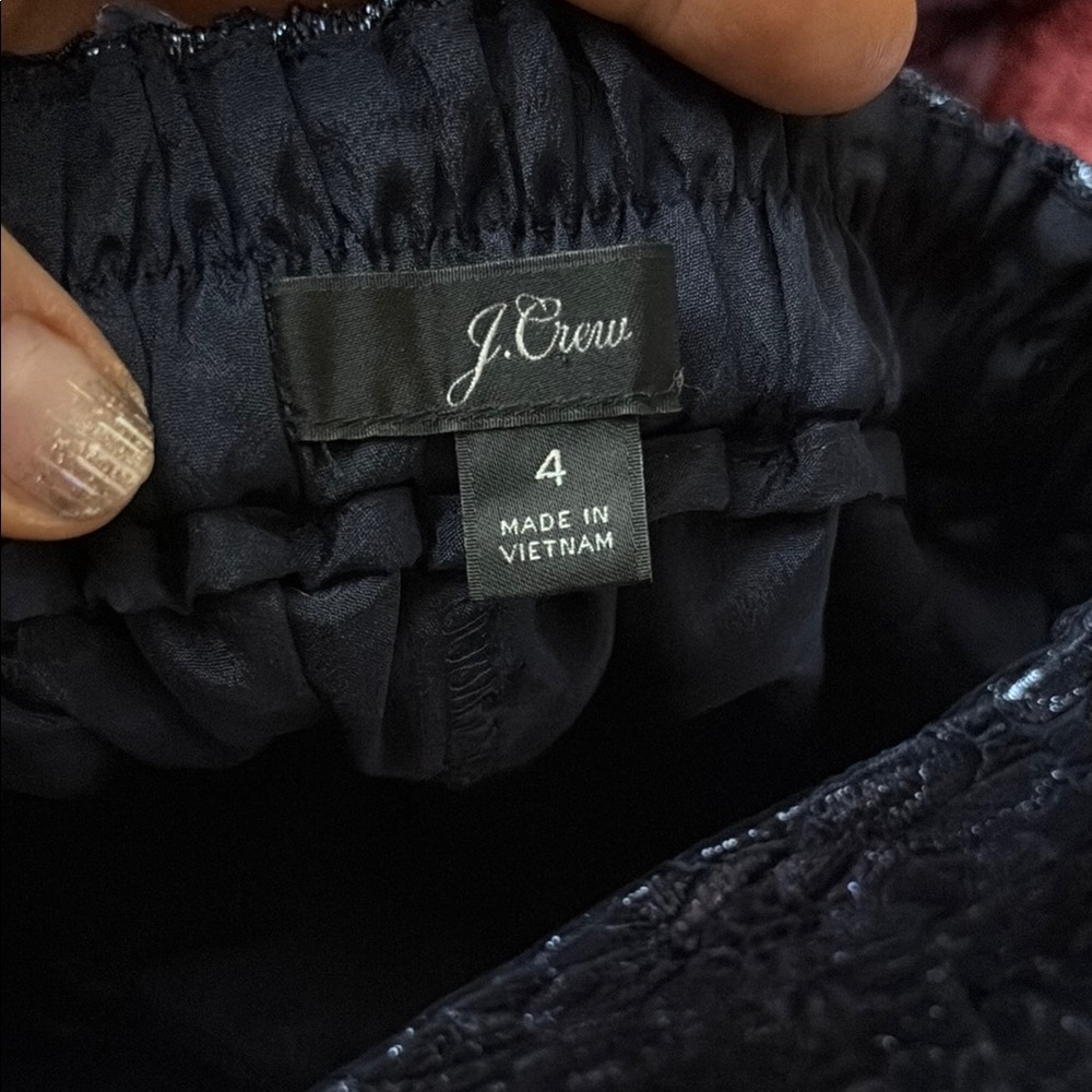 J. Crew Blue Lace Wide Leg Pants with Elegant Print and metallic silver thread - Picture 12 of 12